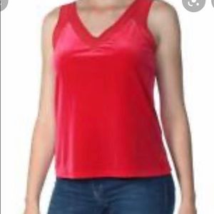 INC International Concepts Red V-neck Sleeveless Sheath Top Size M